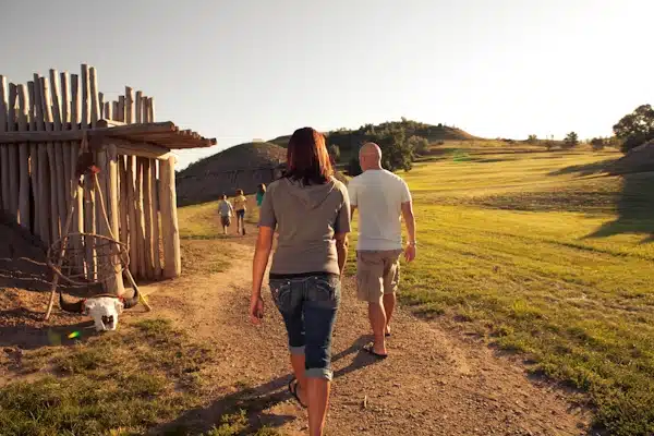 Family at On-A-Slant Indian Village