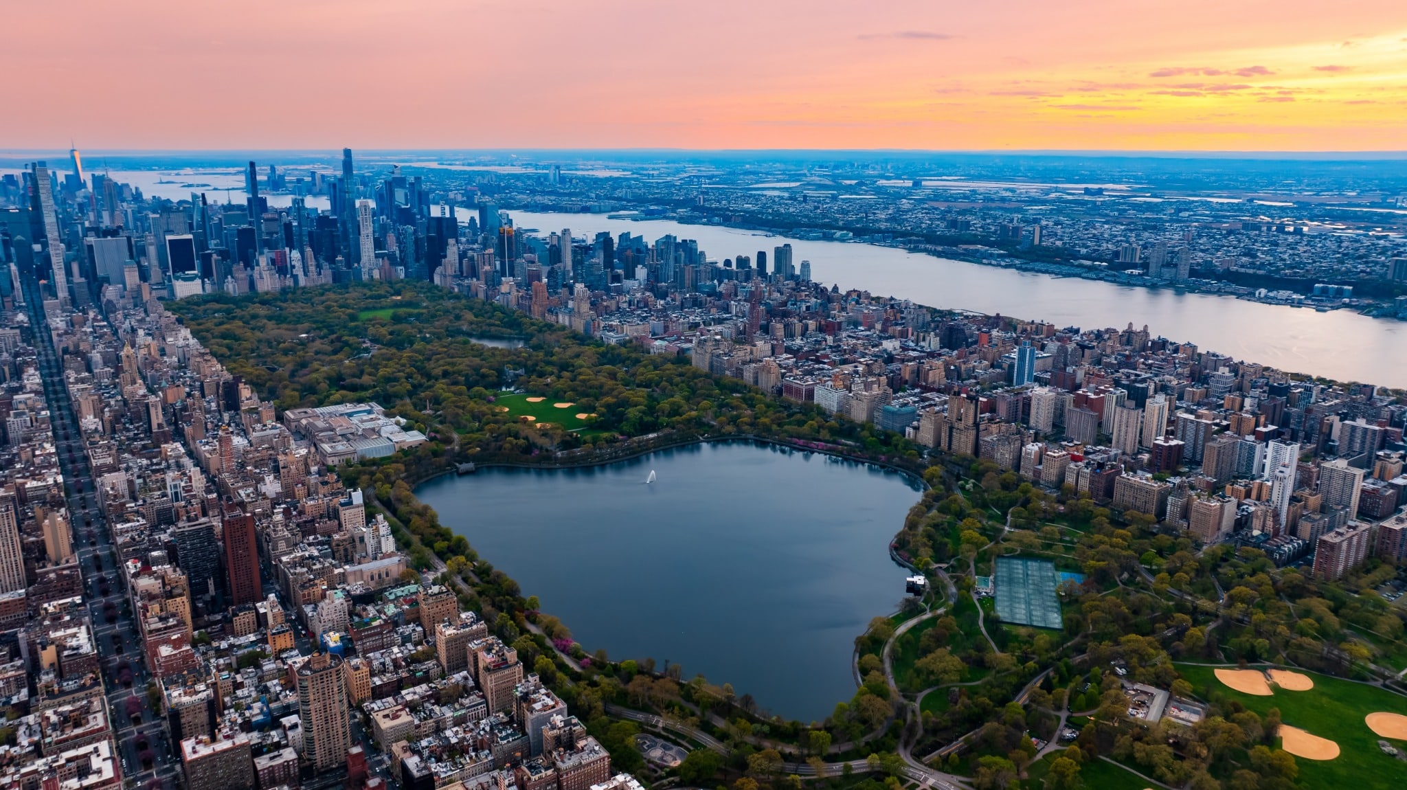 Uitzicht op Central Park in New York City vanaf boven