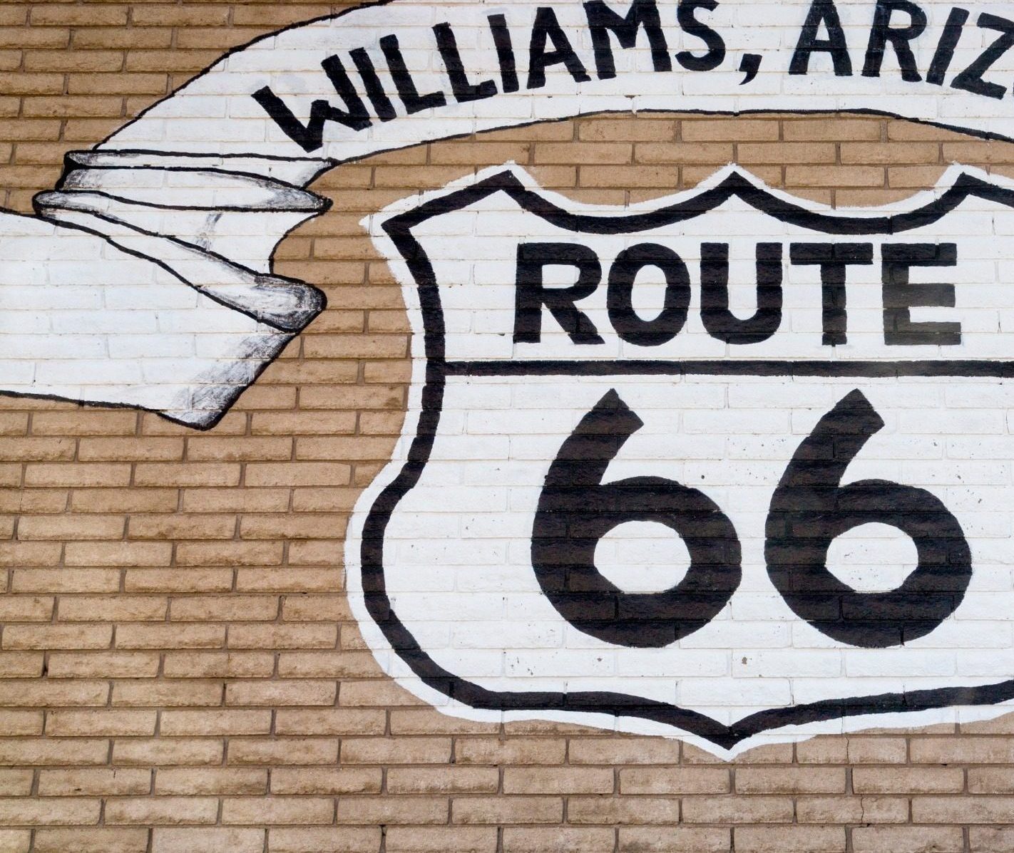 Route 66 muurschildering in Williams Arizona