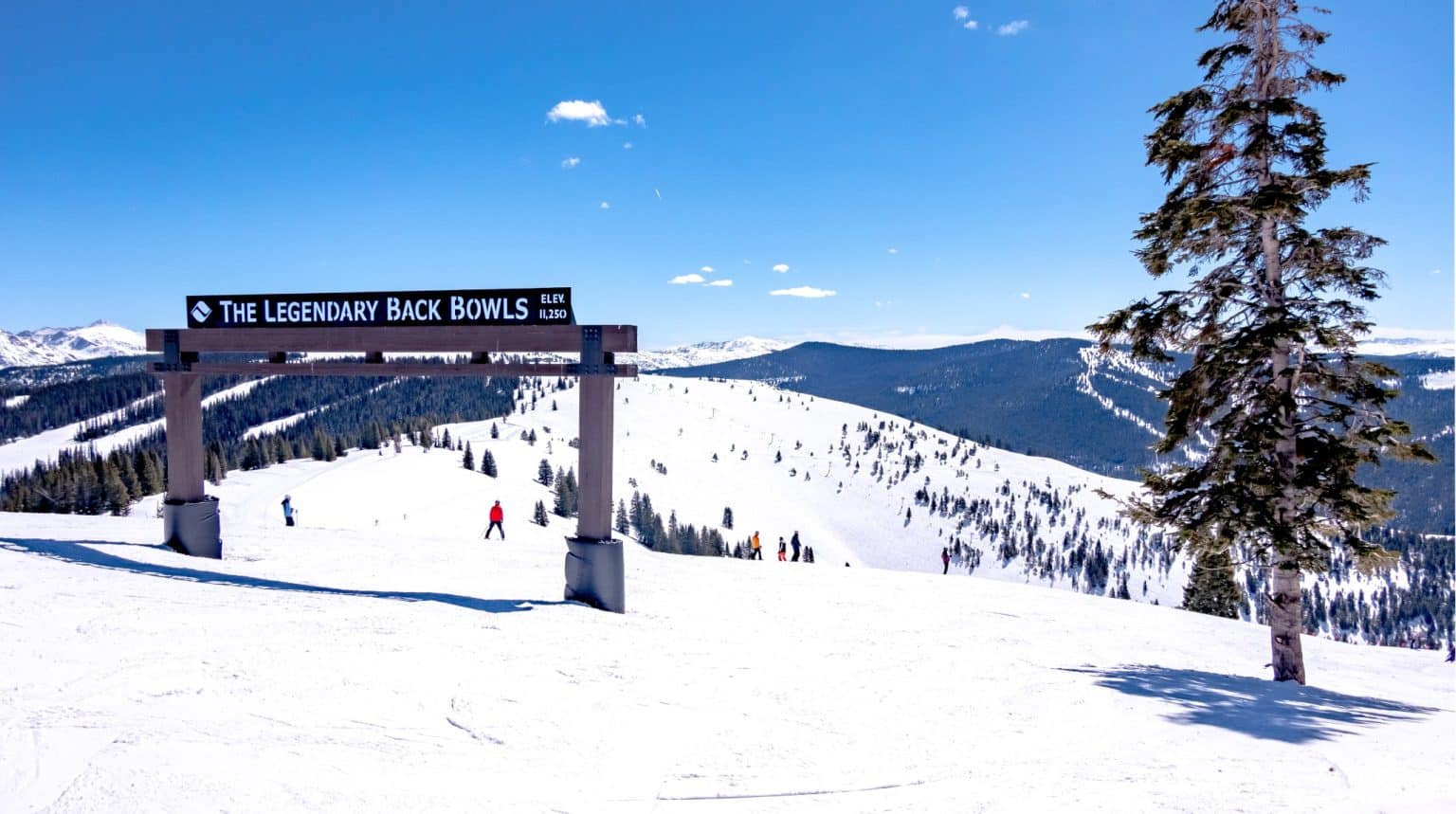Skiërs in Vail Colorado op de Back Bowls
