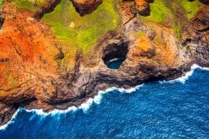Honopu grot luchtfoto op Kauai Hawaii