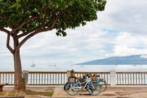 Fietsen aan waterkant bij Lahaina Hawaii