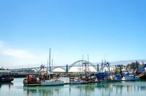 Vissersboten in de haven van Newport, Oregon