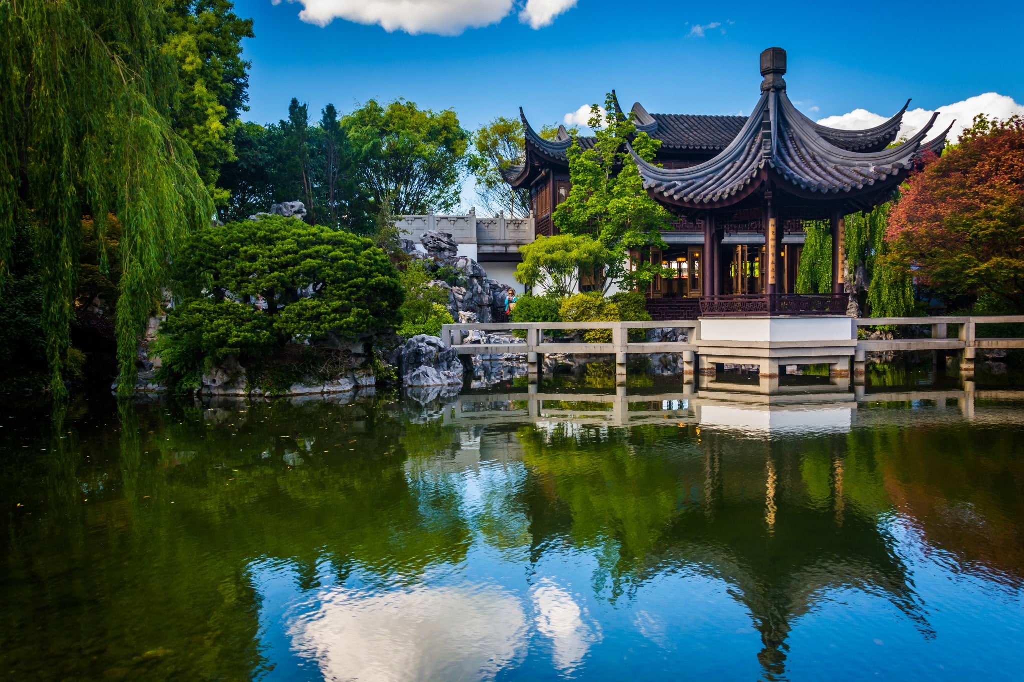 Chinese Garden in Portland Oregon met traditionele architectuur
