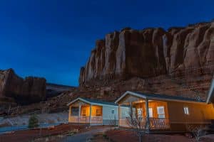 Hutten bij Monument Valley Arizona in de nacht