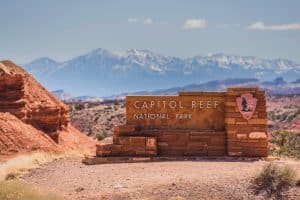 Welkomstbord Capitol Reef National Park, Utah