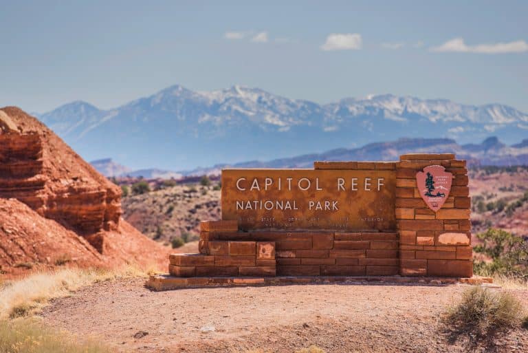 Welkomstbord Capitol Reef National Park, Utah