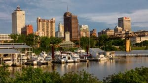 Haven en skyline van Memphis, Tennessee
