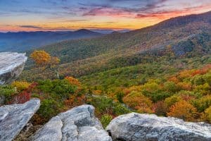 Uitzicht op de Blue Ridge Mountains in North Carolina in de herfst