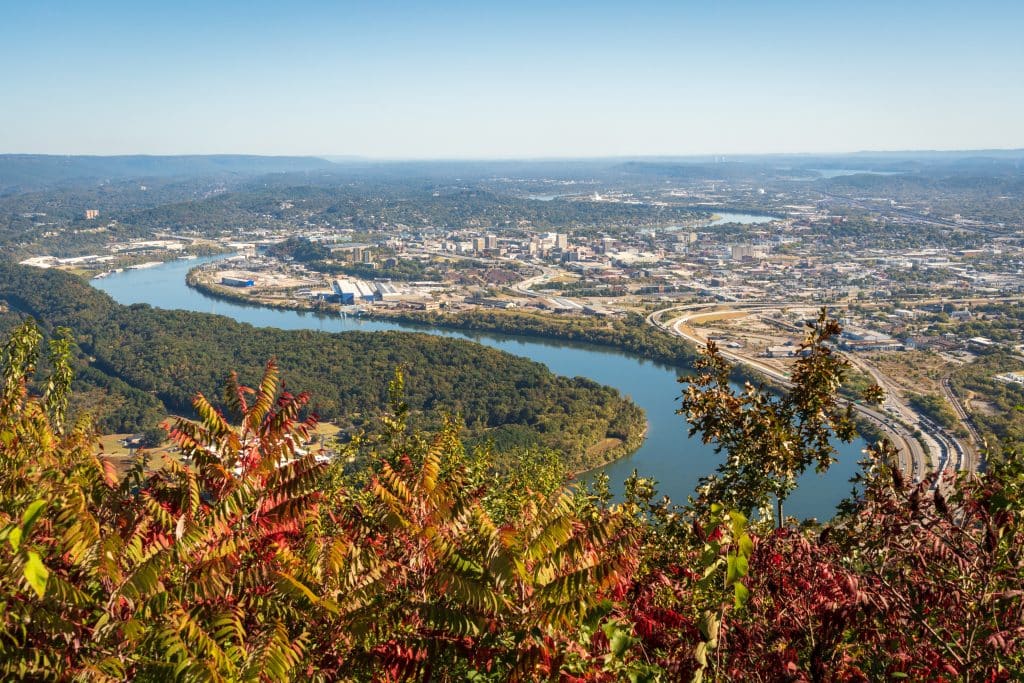 Rivier en stadsuitzicht in Chattanooga, Tennessee