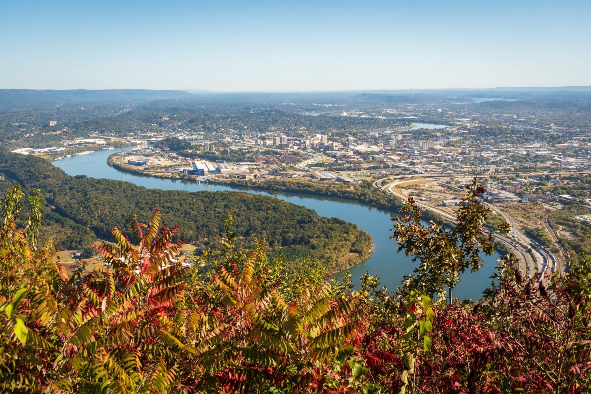 Rivier en stadsuitzicht in Chattanooga, Tennessee
