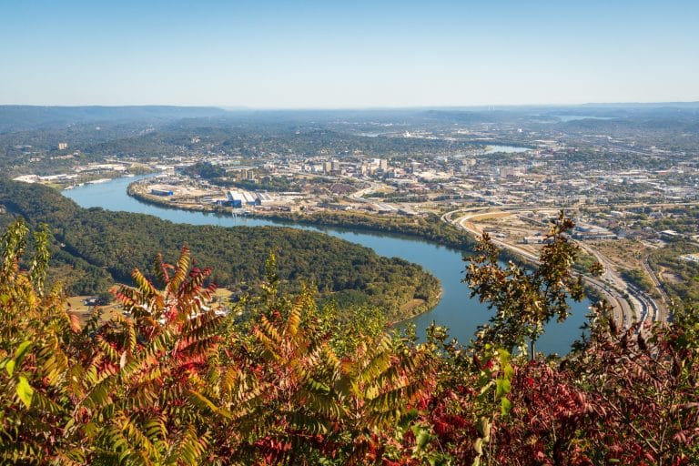 Rivier en stadsuitzicht in Chattanooga, Tennessee