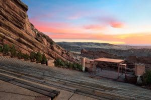 Amfitheater Red Rocks Colorado bij zonsopkomst