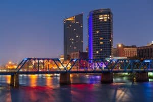 Luchtfoto van het centrum van Grand Rapids, Michigan