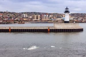 Vuurtoren bij de haven van Duluth, Minnesota