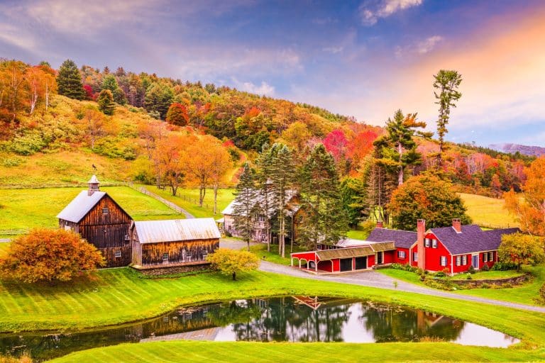 Boerderij in Woodstock Vermont met herfstkleuren