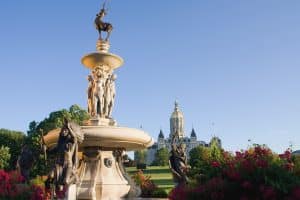 Bushnell Park fontein met beelden Hartford Connecticut