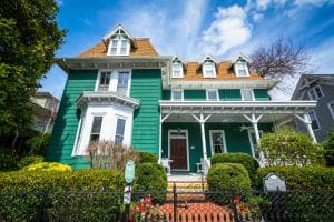 Historisch huis met groene gevel in Lewes Delaware