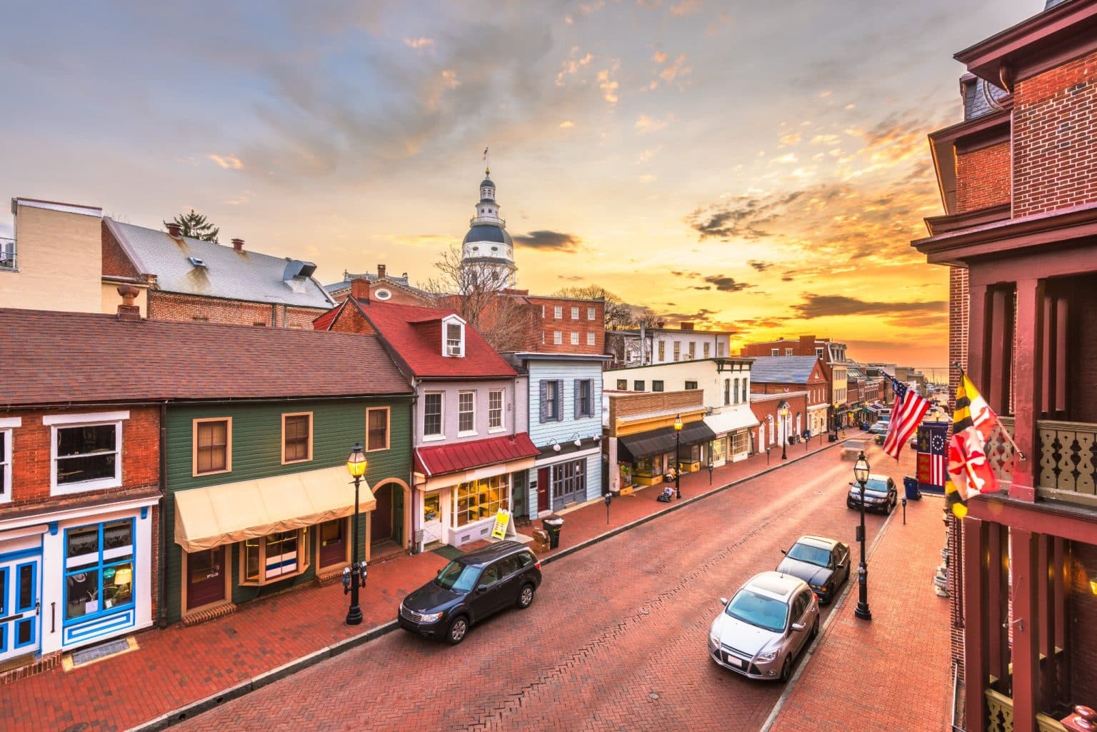 Straat in historisch centrum Annapolis Maryland