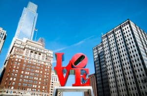 LOVE sculptuur in stadscentrum Philadelphia Pennsylvania