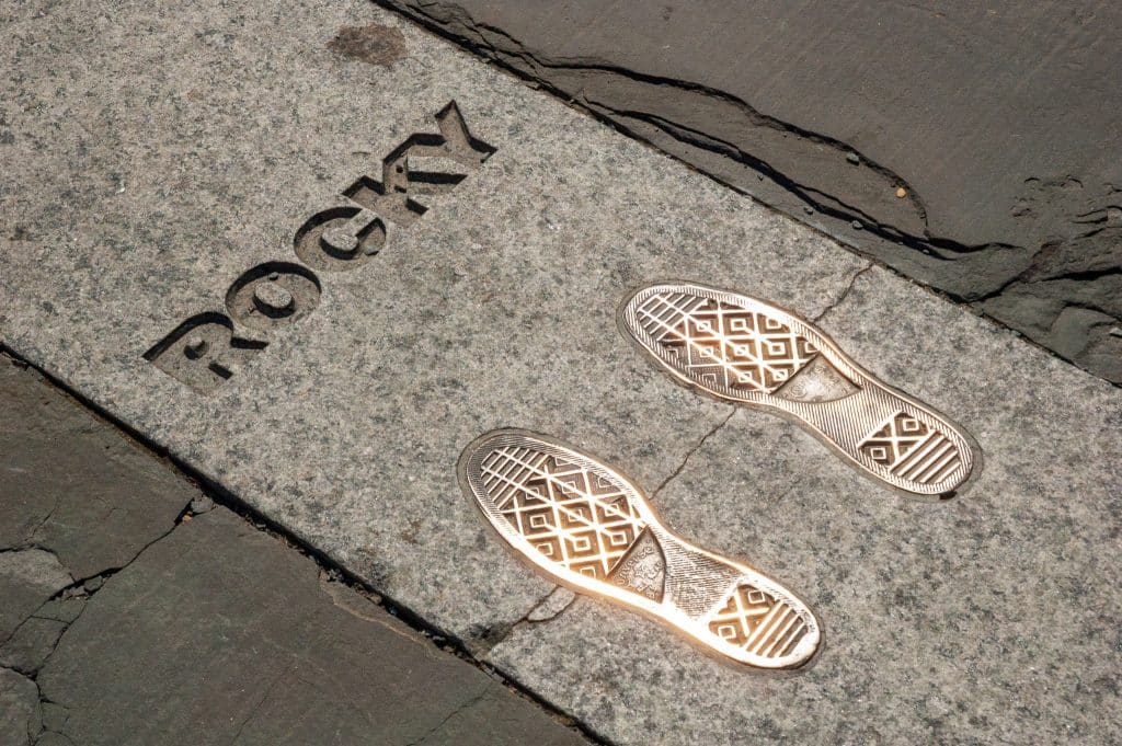 Rocky footsteps bij Art Museum Philadelphia Pennsylvania
