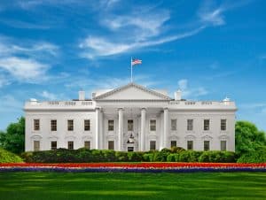 Het Witte Huis en tuin in Washington D.C.