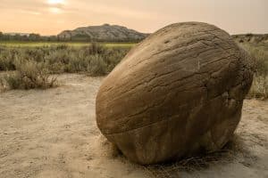 Medora North Dakota cannonball concretions in het landschap