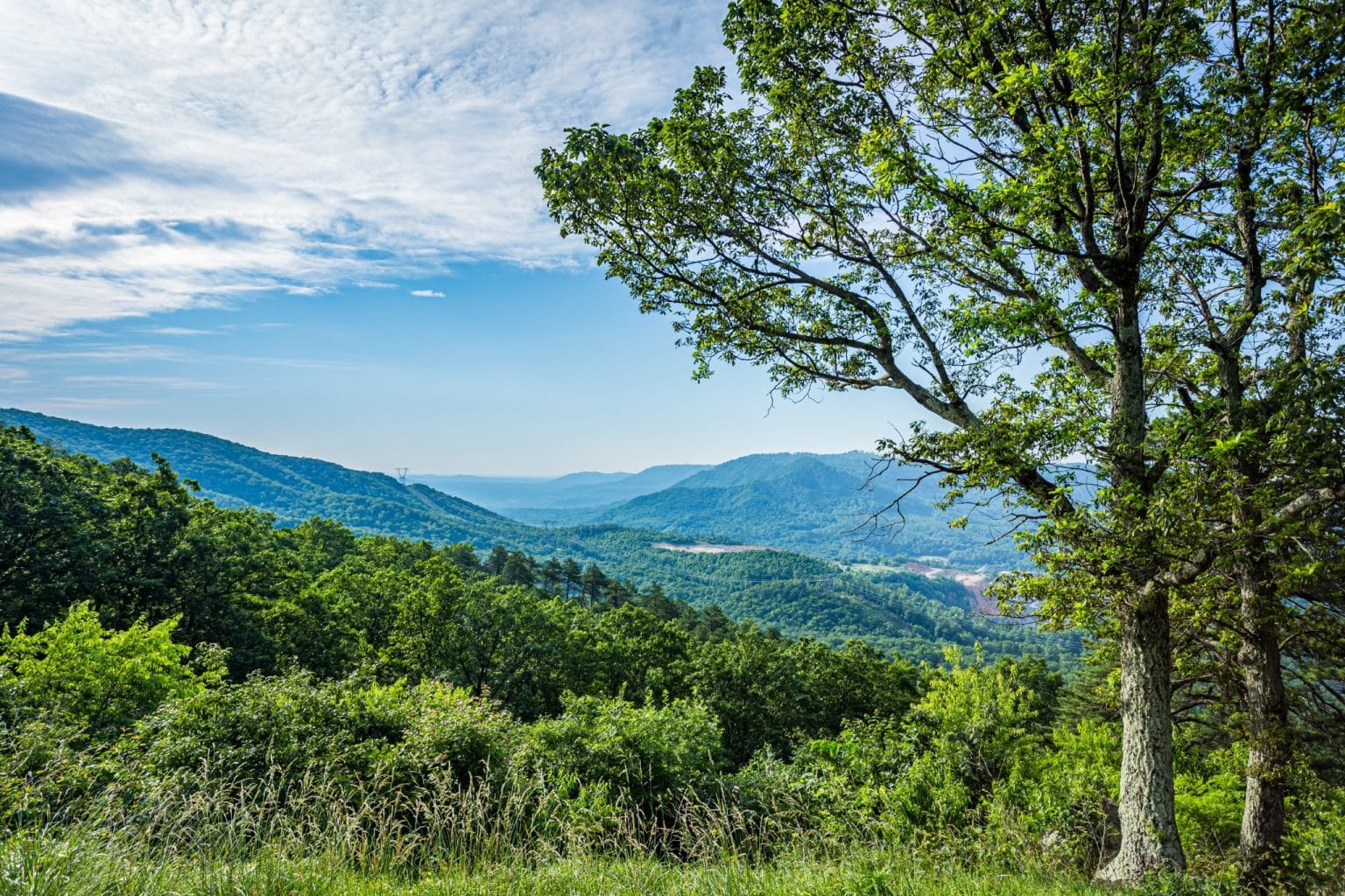 Uitzicht op Blue Ridge Mountains bij Roanoke Virginia