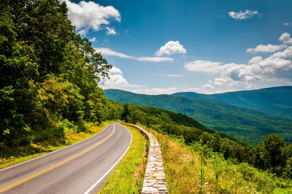 Weg met uitzicht in Shenandoah National Park