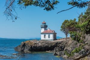 Vuurtoren aan de kust van San Juan Islands, Washington