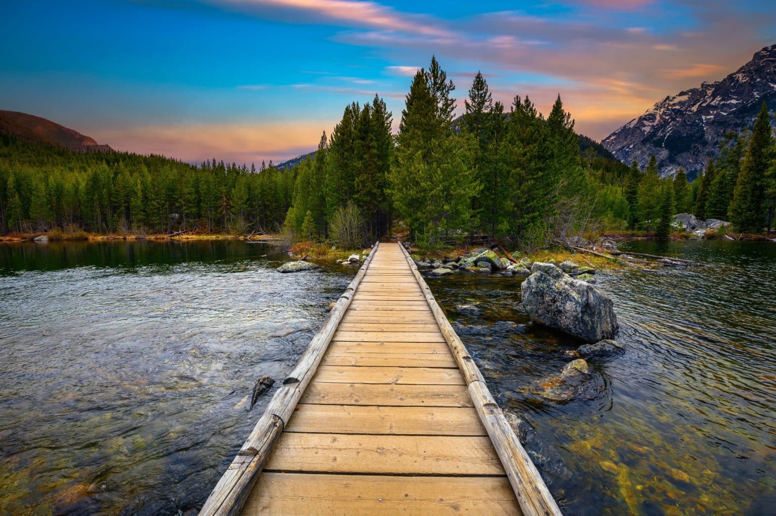 Houten brug Teton Village National Park Wyoming