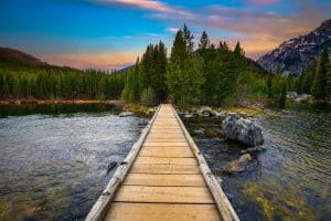 Houten brug Teton Village National Park Wyoming