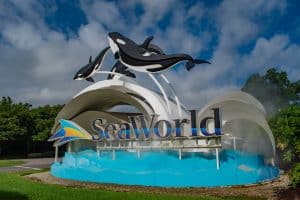 Entreebord met orka’s bij SeaWorld Orlando