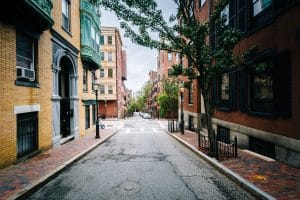 Straat in de historische Back Bay wijk van Boston