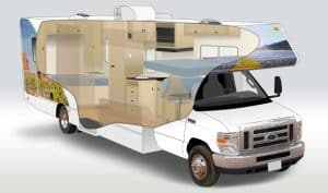 Doorsnede van Cruise America C30 camper