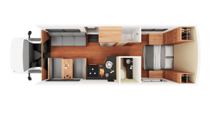 Plattegrond van Cruise America C30 camper overdag