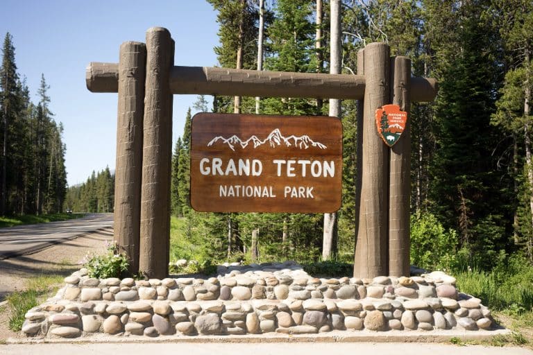 Ingangsbord van Grand Teton National Park in Wyoming