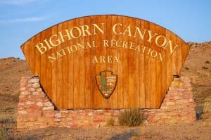 Ingangsbord van Bighorn Canyon National Recreation Area in Wyoming