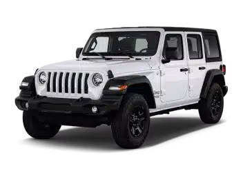 Witte Jeep Wrangler terreinwagen