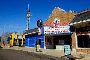 Buitenaanzicht van het Stax Museum of American Soul Music in Memphis
