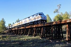 Dieseltrein van de Grand Canyon Railway in Arizona