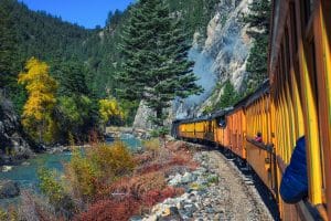 Stoomtrein bij Durango in Colorado langs de Animas River