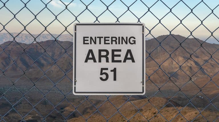 Waarschuwingsbord bij Area 51 in Nevada, Verenigde Staten