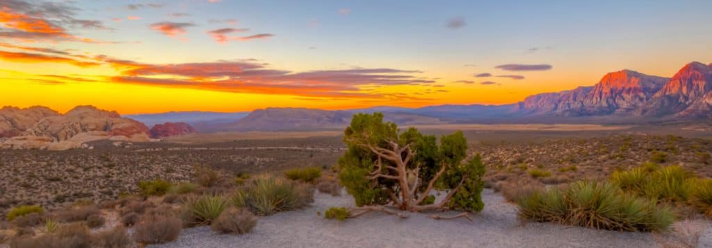 Zonsondergang boven Red Rock Canyon in Nevada