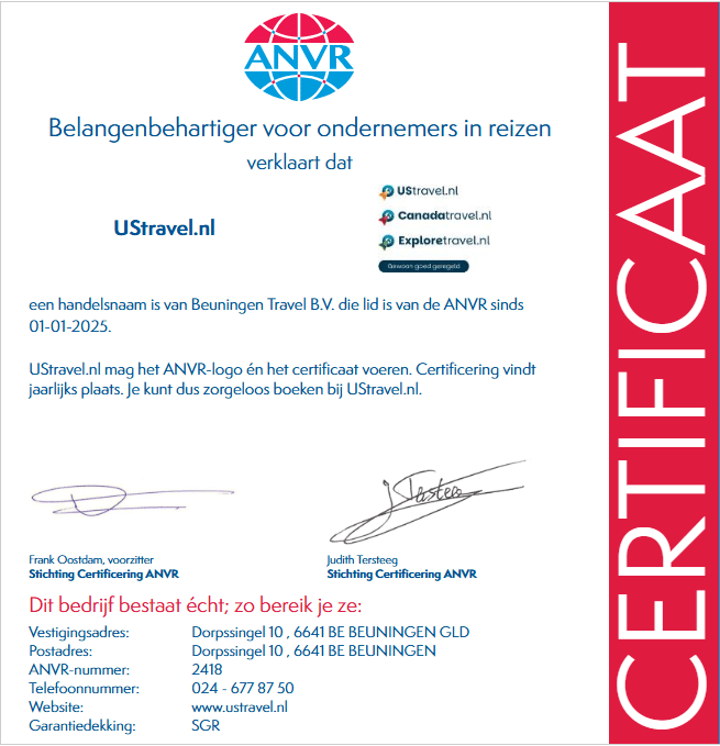 ANVR Certificaat UStravel.nl