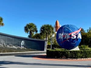 NASA-logo bij Kennedy Space Center in Florida
