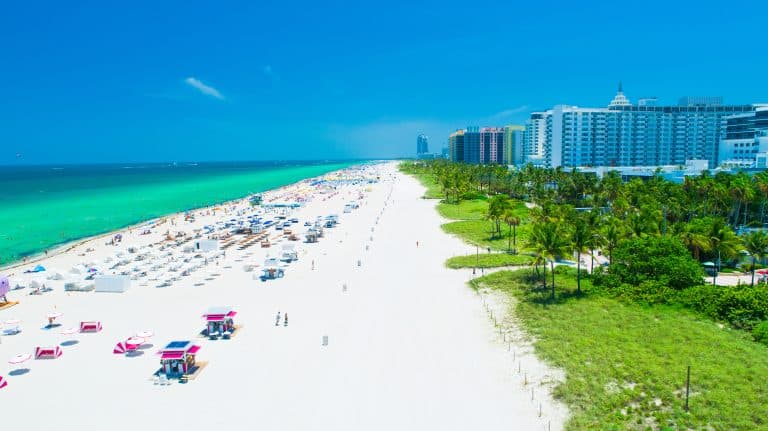 Luchtbeeld van South Beach in Miami, Florida