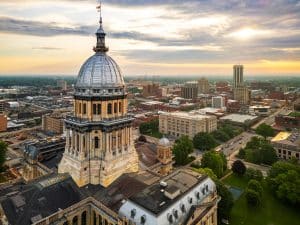 Illinois State Capitol in Springfield Illinois van bovenaf