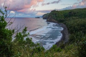 Pololu Valley kust op Big Island Hawaii