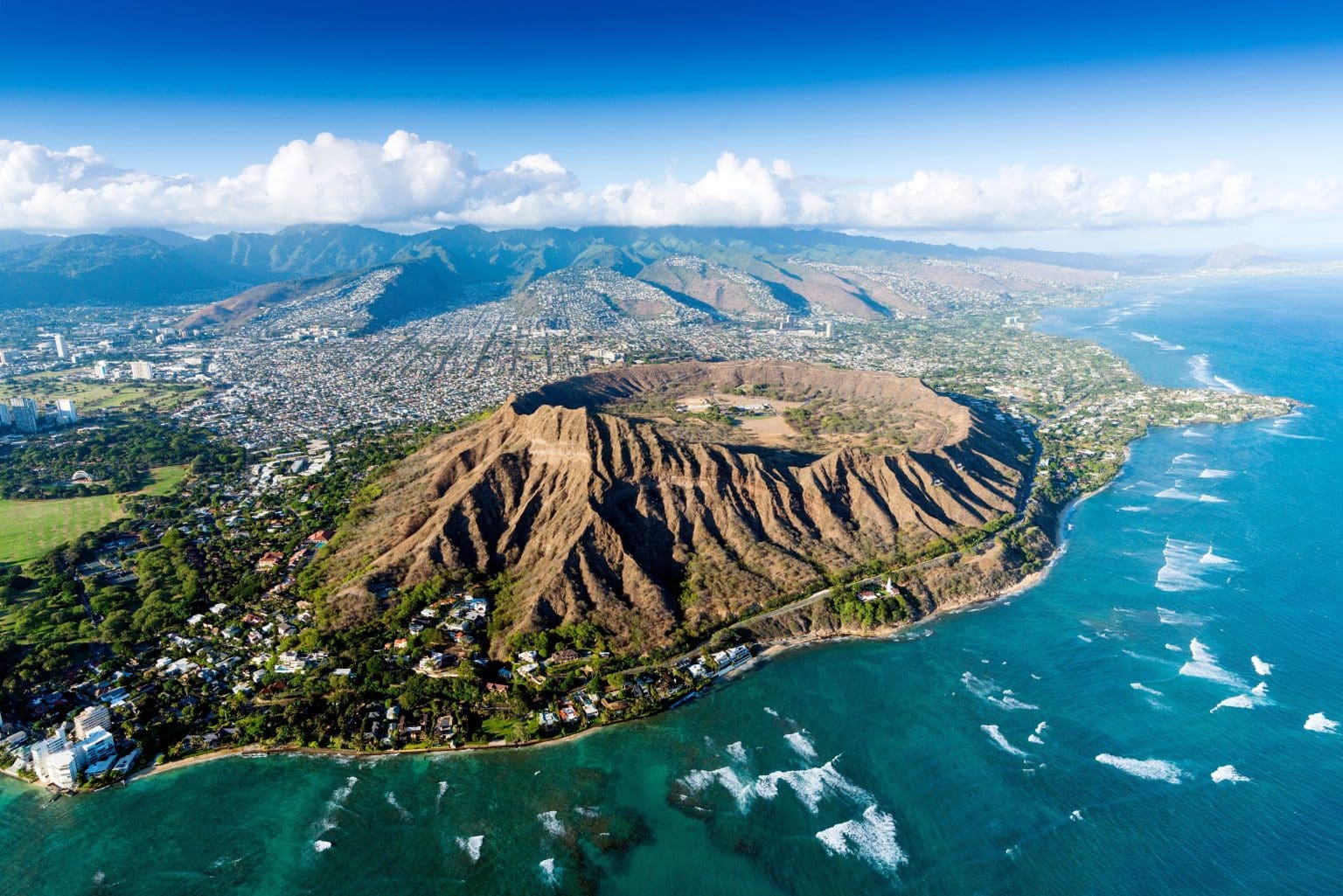 Eilandhopper Hawaii: Diamond Head krater aan de kust van Oahu, Hawaii